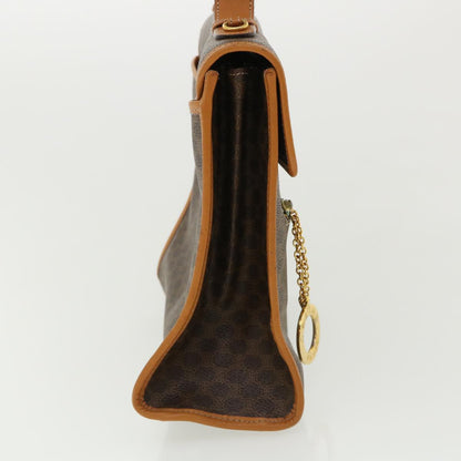 Celine Macadam Canvas Hand Bag PVC Leather Brown  33149