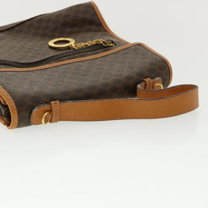 Celine Macadam Canvas Hand Bag PVC Leather Brown  33149