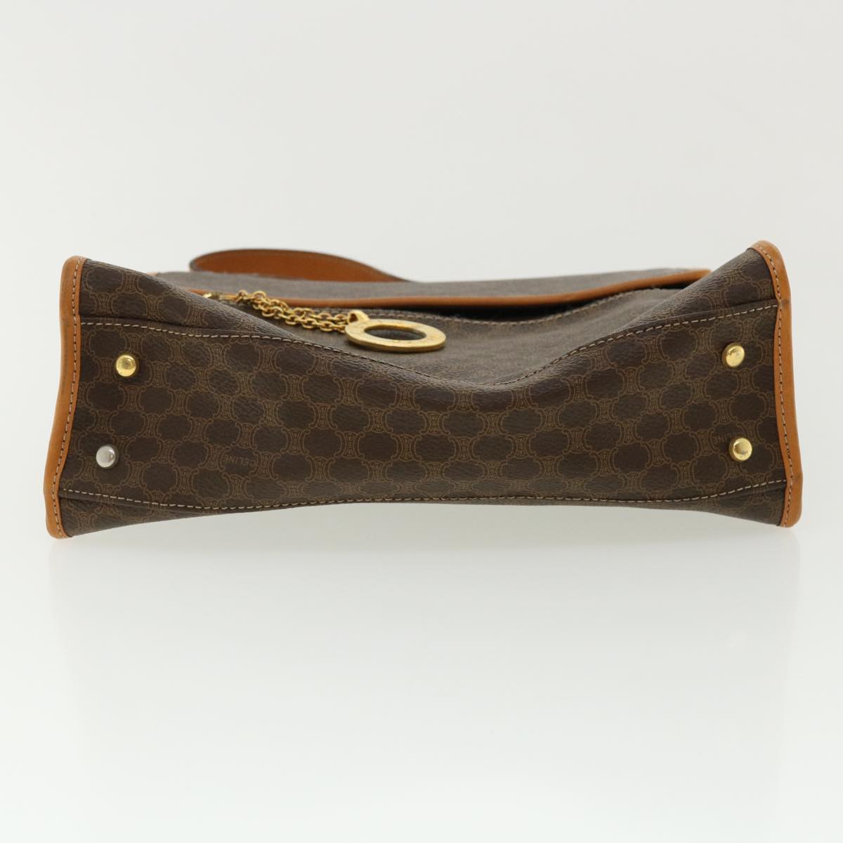 Celine Macadam Canvas Hand Bag PVC Leather Brown  33149
