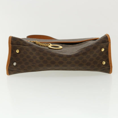 Celine Macadam Canvas Hand Bag PVC Leather Brown  33149