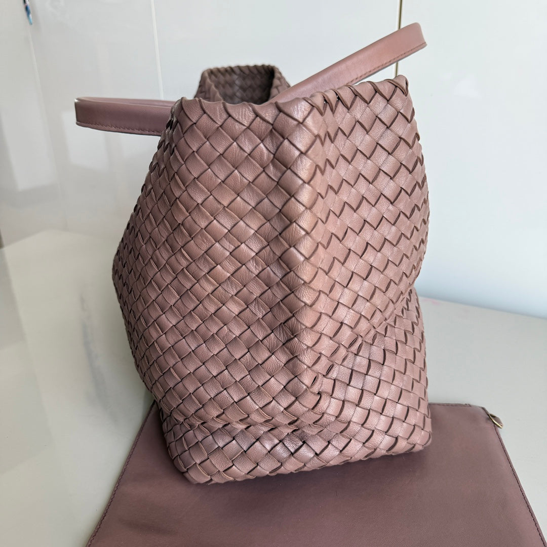 Bottega Veneta Cabat Large Intreccio Leather Tote Bag Pink 42cm