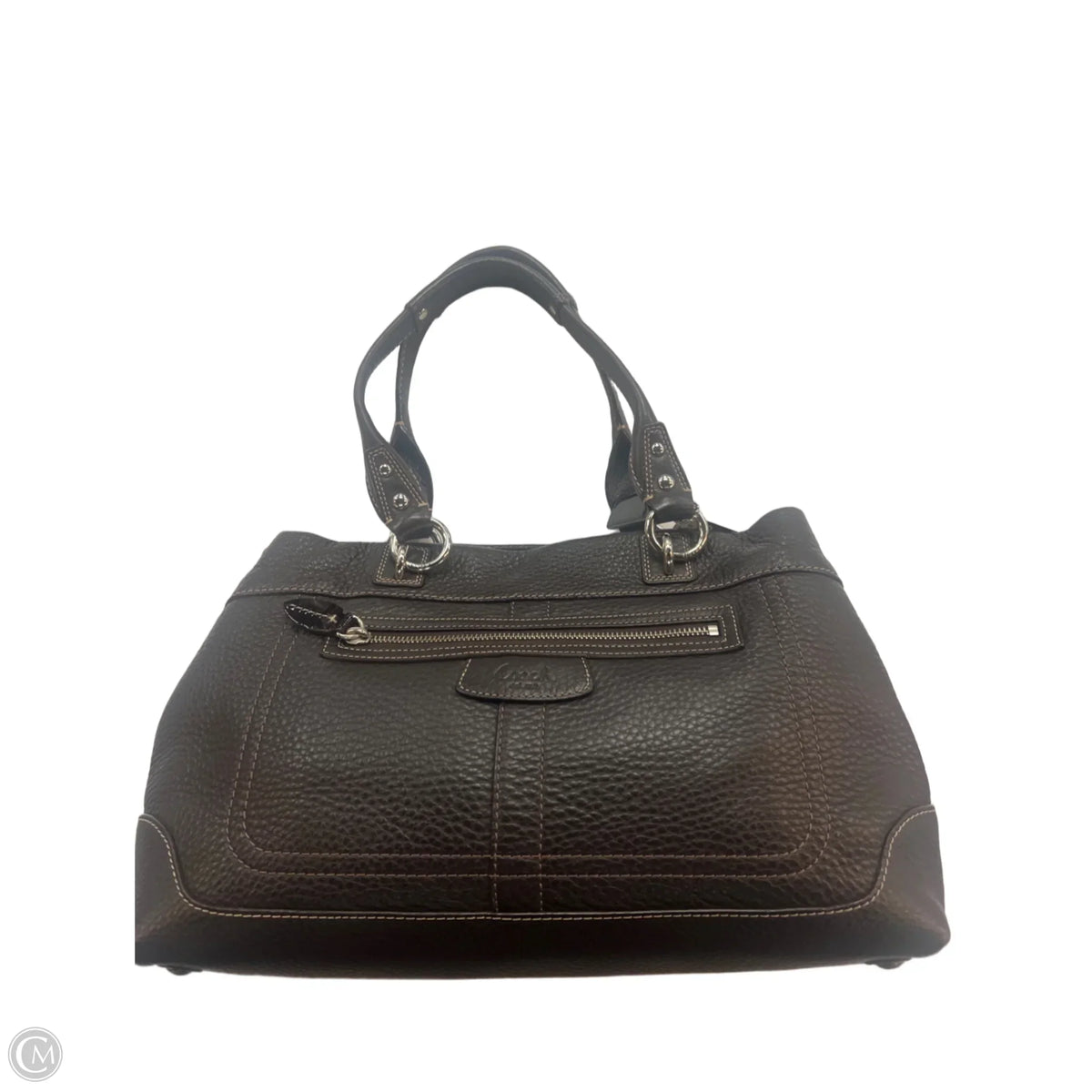Handbag Leather By Coach, Size: Medium