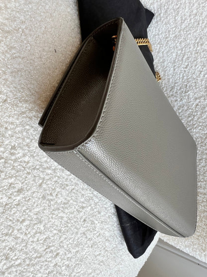 Yves Saint Laurent (YSL) Grey Small Kate with Gold Hardware