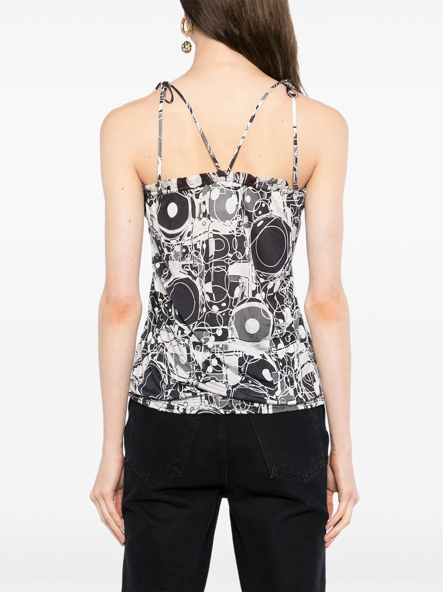 Monochrome Printed Silk Halterneck Top