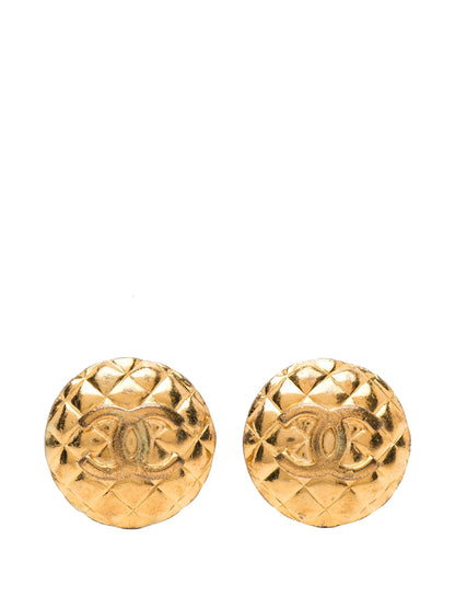 CC Quilted Gold Clip-On Earrings