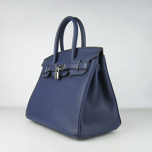 Hermes Birkin 30cm Togo Leather Handbags Dark Blue Silver