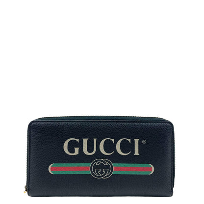 GUCCI Logo Zip Around Leather Wallet - Black