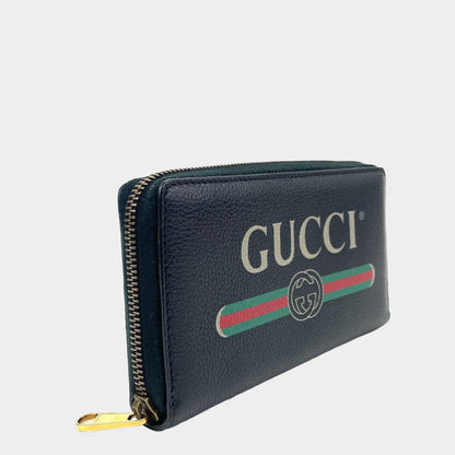 GUCCI Logo Zip Around Leather Wallet - Black