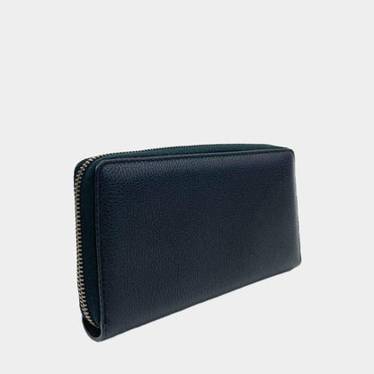 GUCCI Logo Zip Around Leather Wallet - Black