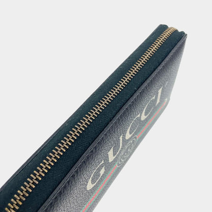 GUCCI Logo Zip Around Leather Wallet - Black