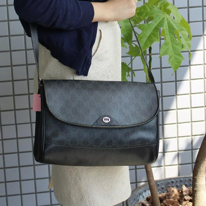 Gucci Vintage Pursesdesigner Purses Black Large G Logo Print Coated Canvas And Black Leather Hobo Ba