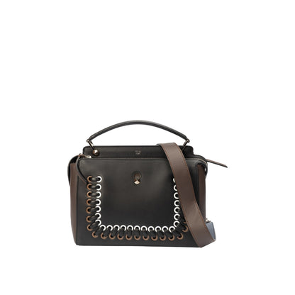 Fendi Dotcom Black Leather Shoulder Bag