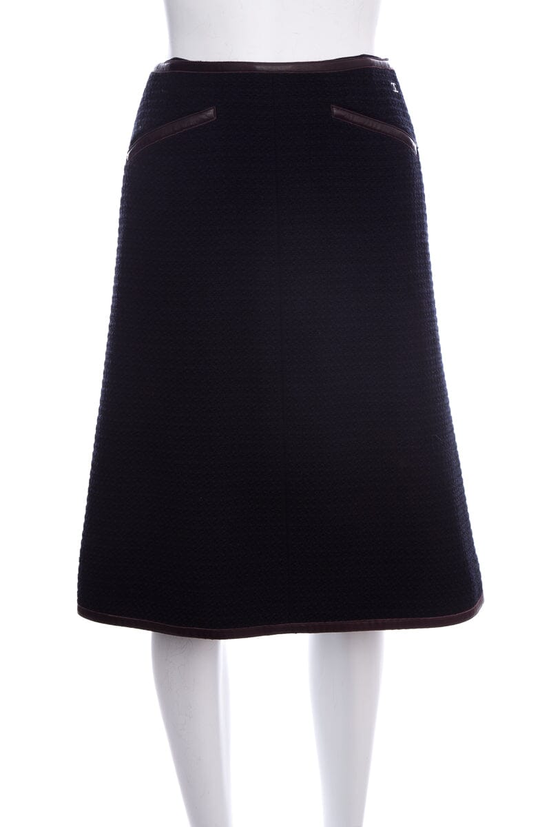 Chanel Fall 2000 Navy Wool Knee-length Skirt SZ 34