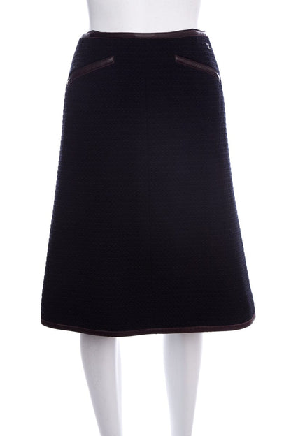 Chanel Fall 2000 Navy Wool Knee-length Skirt SZ 34