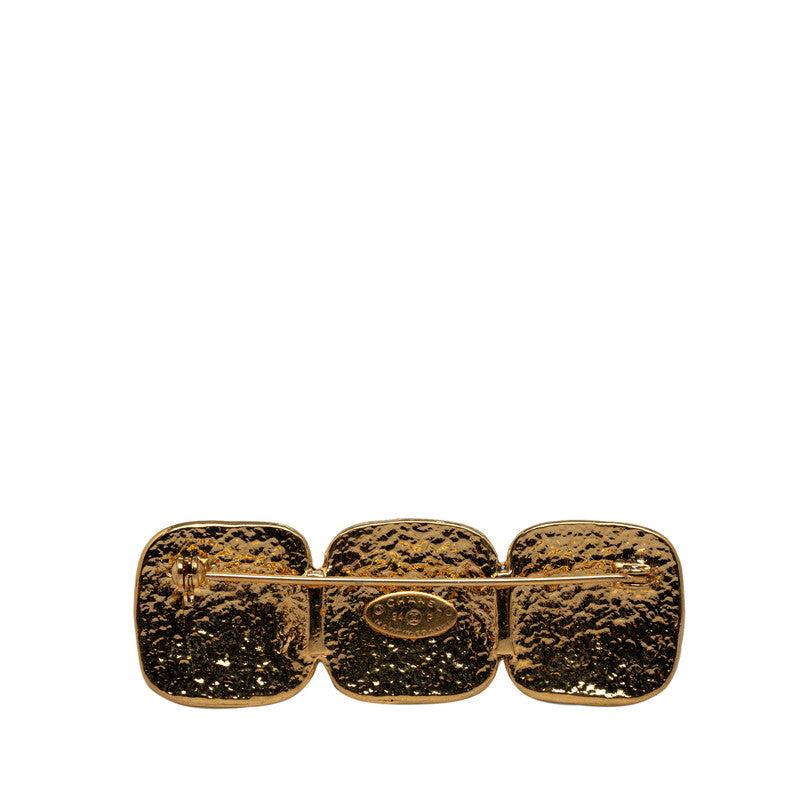 Chanel Vintage Coco Triple Square Brochure Gold   Chanel