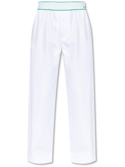 Luxury Bottega Veneta Women's Elastic Cotton Tennis Straight Pants White