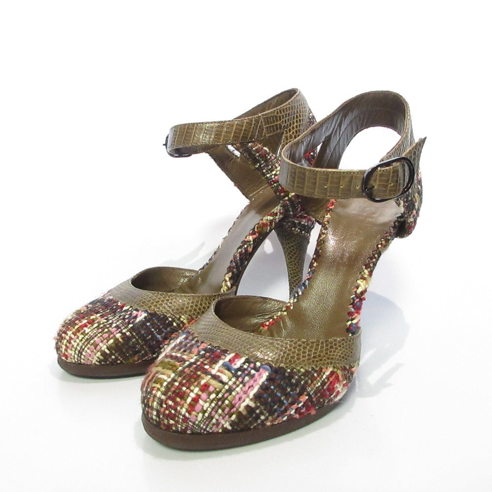 Chanel Tweed Lizard Pumps