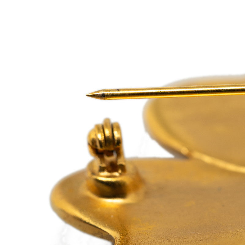 CHANEL Vintage Brooch Cocomark Clover Gold Plating