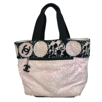 CHANEL Tote Bag canvas Light pink x black COCO Mark Women Used