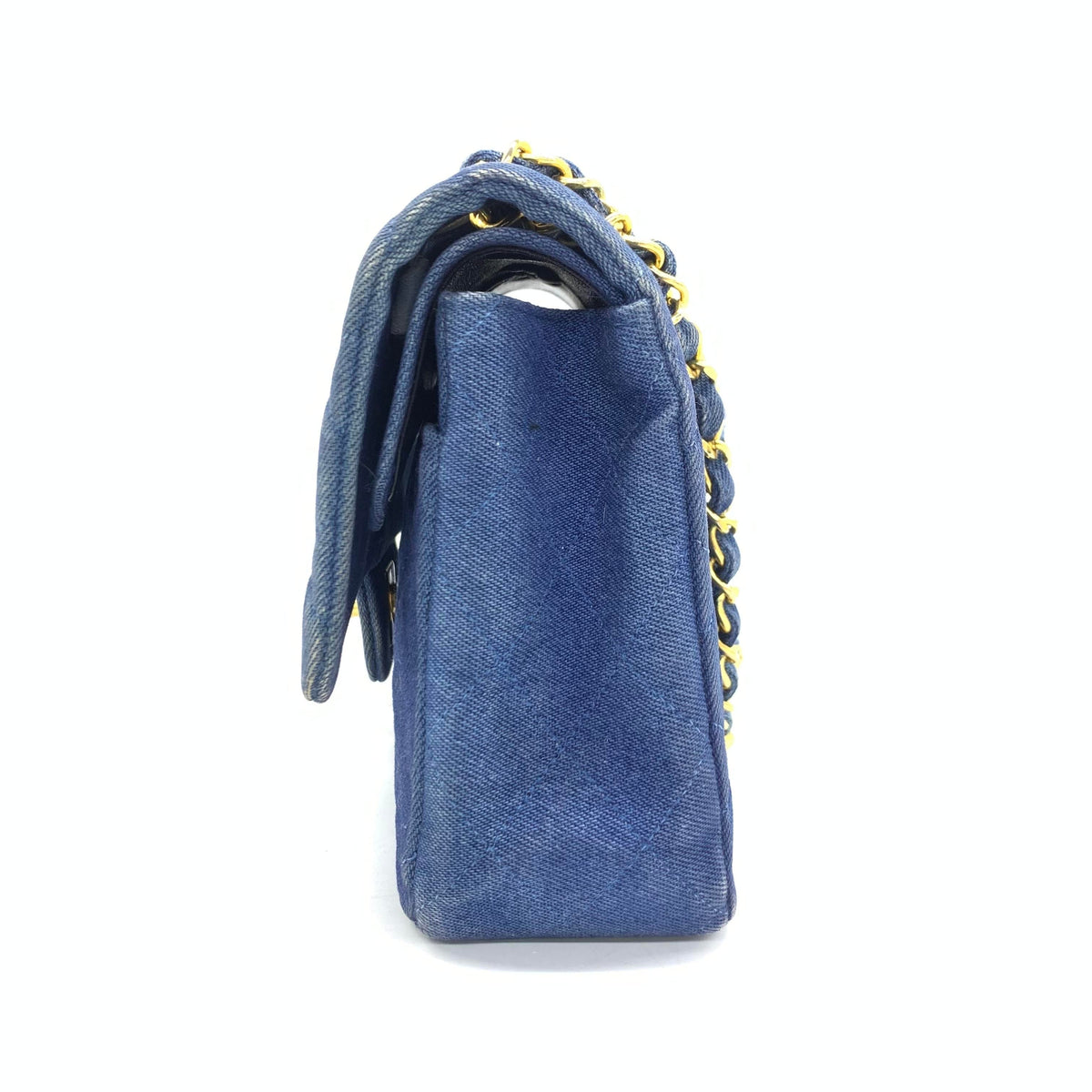 Chanel Classic Flap Vintage Medium Blue Jeans Denim with 24k Gold HW, 1989-1991