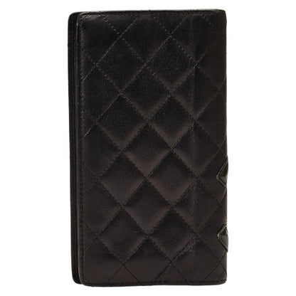 Chanel Combon Line Cocomark Long Wallet Two Foldable Wallet Black Leather Lady CHANEL [Originals]