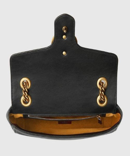 Gucci GG Small Marmont Leather Shoulder Bag Black