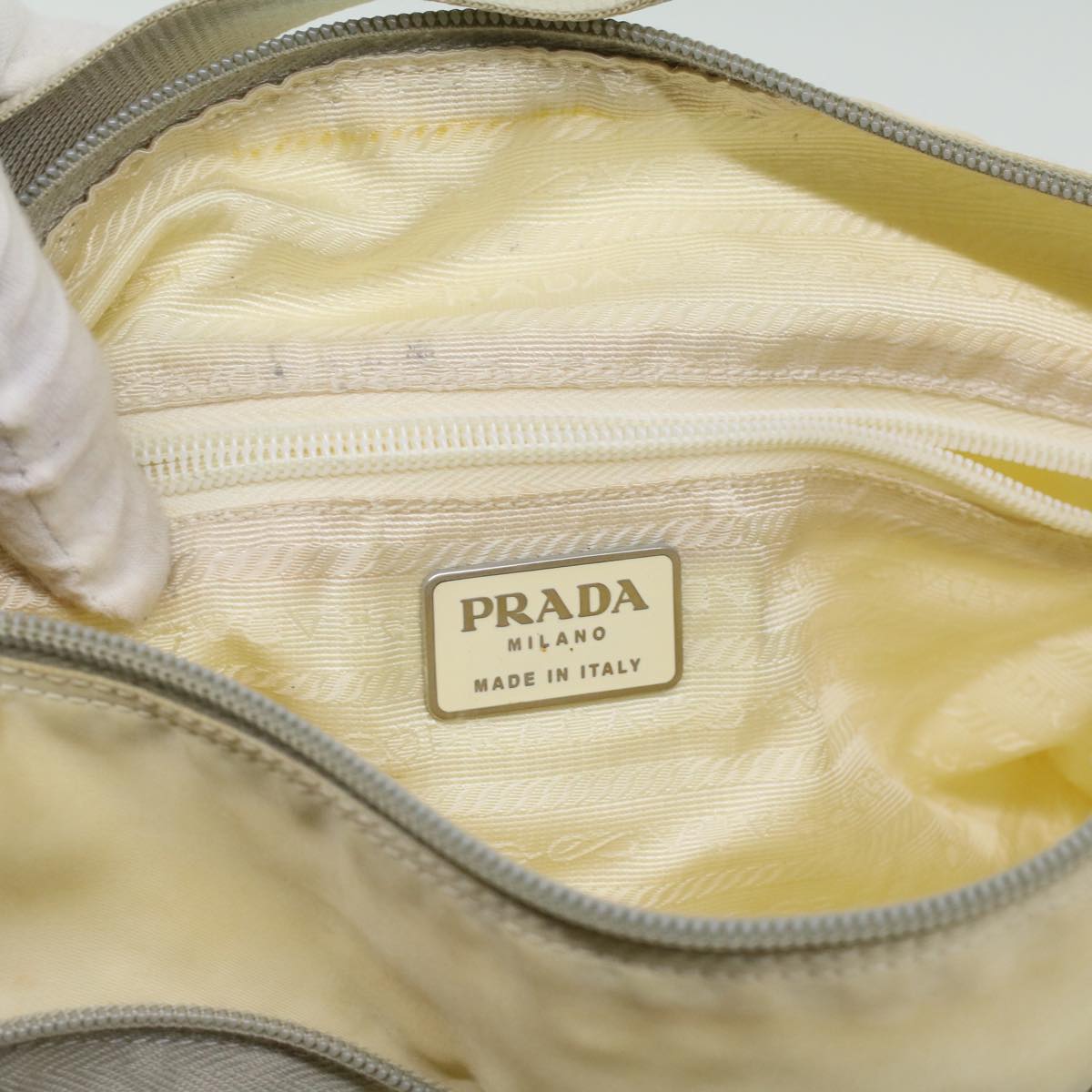 Prada Shoulder Bag Nylon Cream  34363