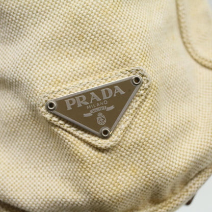 Prada Shoulder Bag Canvas Beige  34395