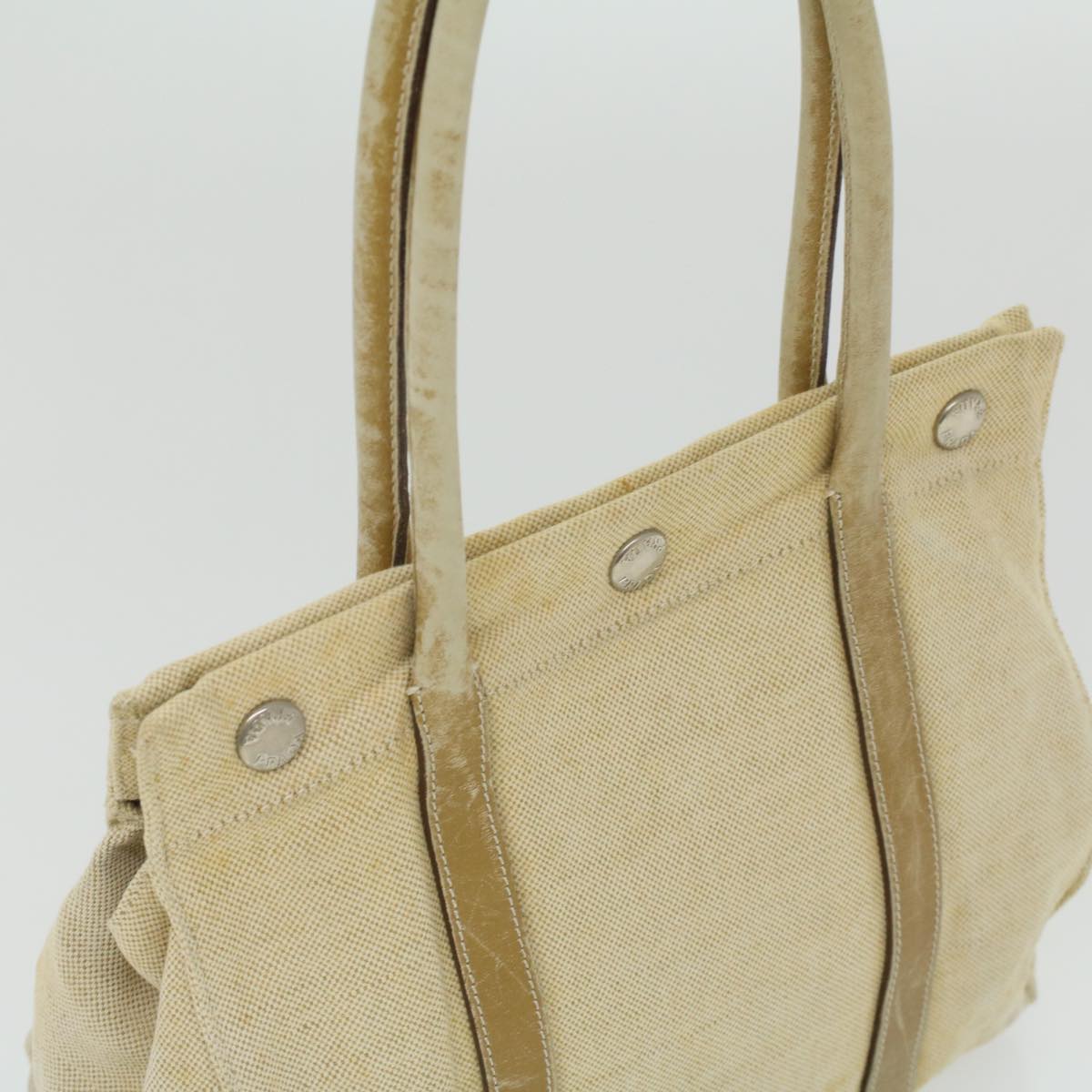 Prada Shoulder Bag Canvas Beige  34395