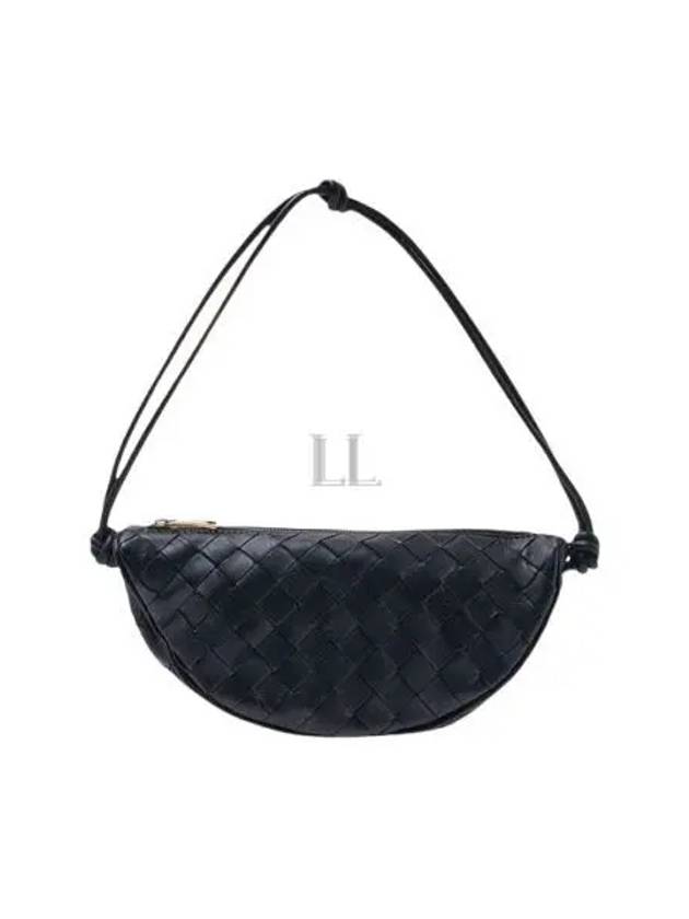 Luxury Bottega Veneta Intrecciato Half Moon Shoulder Bag Black