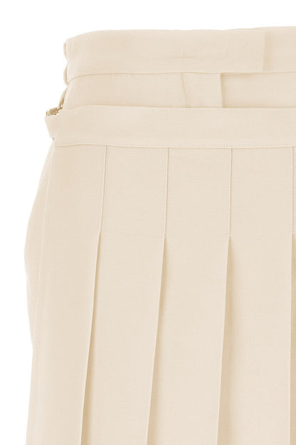 Fendi Women Grain De Poudre Pleated Panel Pants
