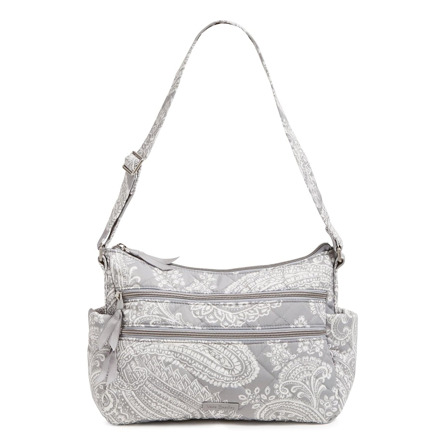 Triple Zip Shoulder Bag-Cloud Gray Paisley-Image 1-Vera Bradley