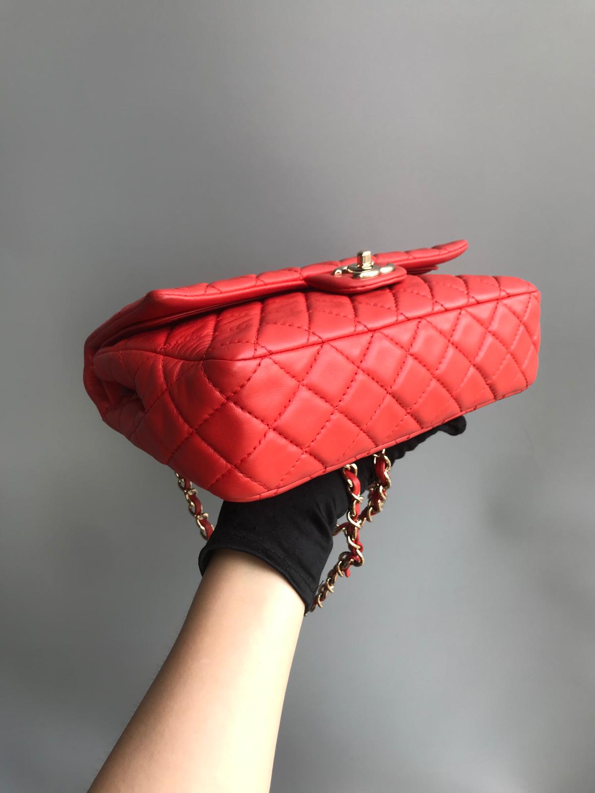 Timeless Classic Leather Double Flap Red Bag