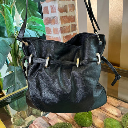 GUCCI 1955 Horse Bit Drawstring Black Morsetto Leather Crossbody