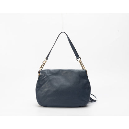 Michael Kors Blue Leather Bedford Tassel Shoulder Bag