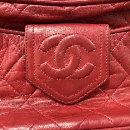 CHANEL Vintage CC Red Lambskin Gold Chain Tassel Camera Bag Crossbody