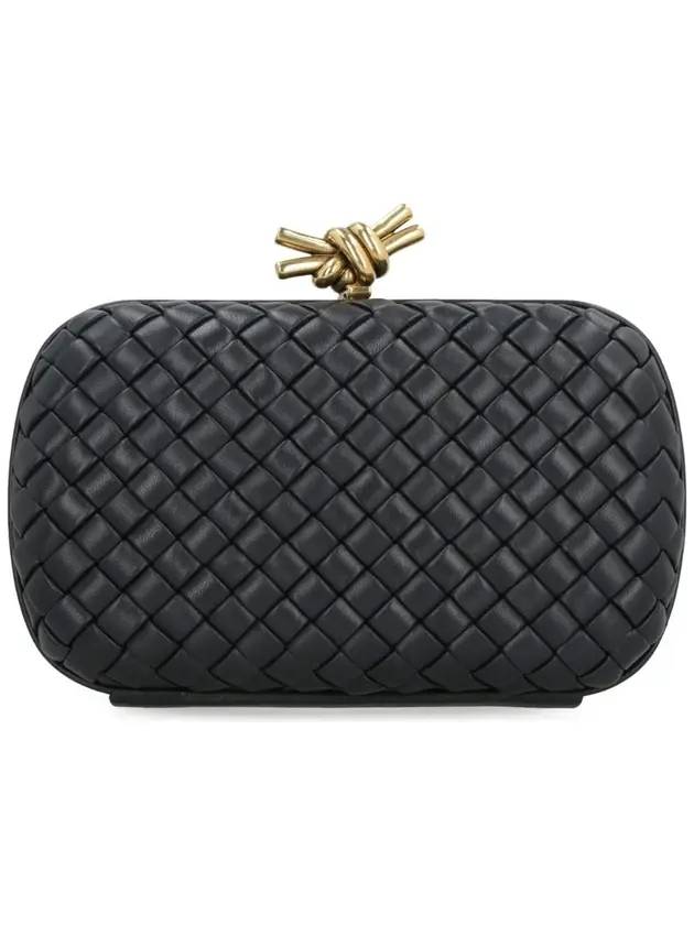 Luxury Bottega Veneta Knot Minaudiere Pouch Bag Black