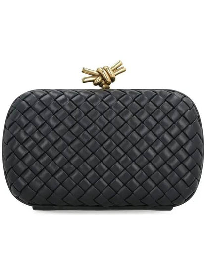 Luxury Bottega Veneta Knot Minaudiere Pouch Bag Black