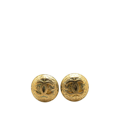 Chanel Gold Plated Coco Mark Vintage Earrings 95P