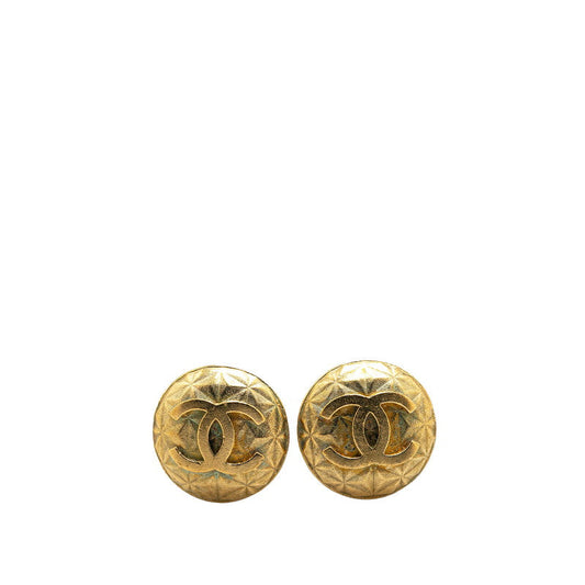 Chanel Gold Plated Coco Mark Vintage Earrings 95P