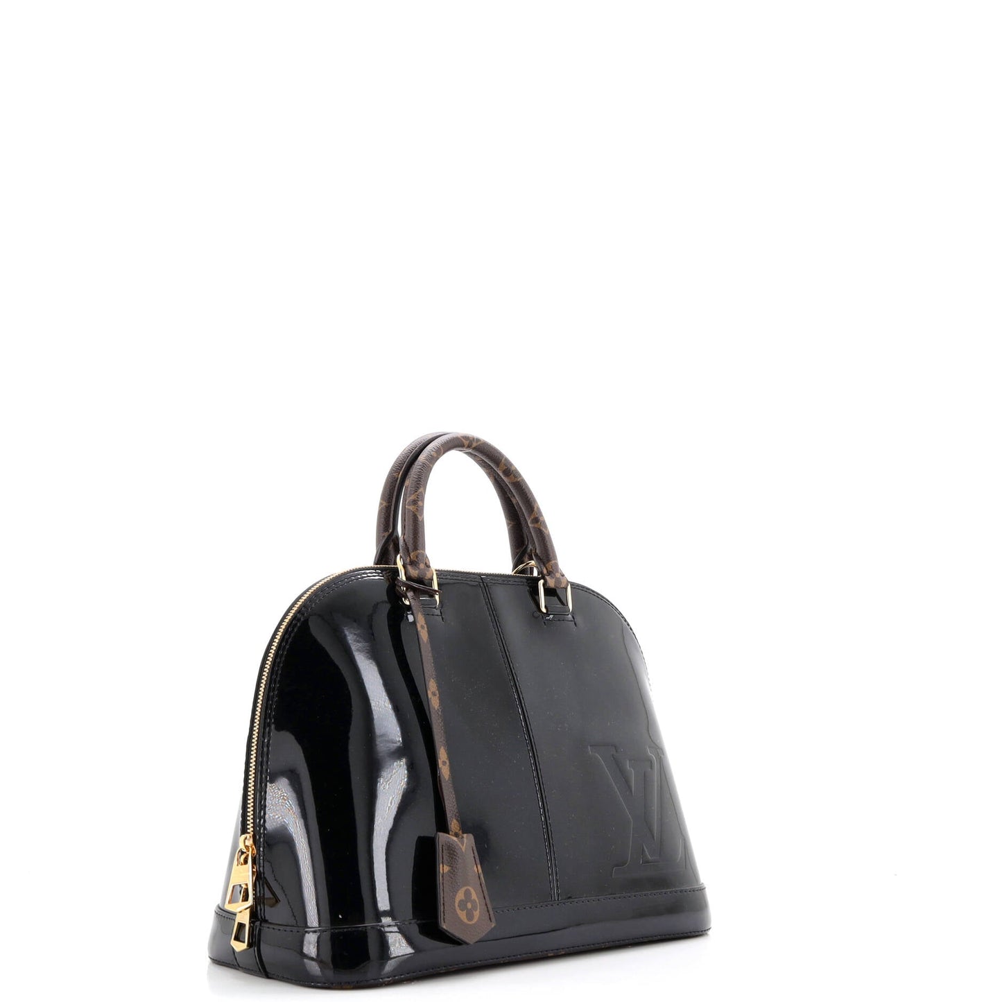 Alma Handbag Vernis with Monogram Canvas PM