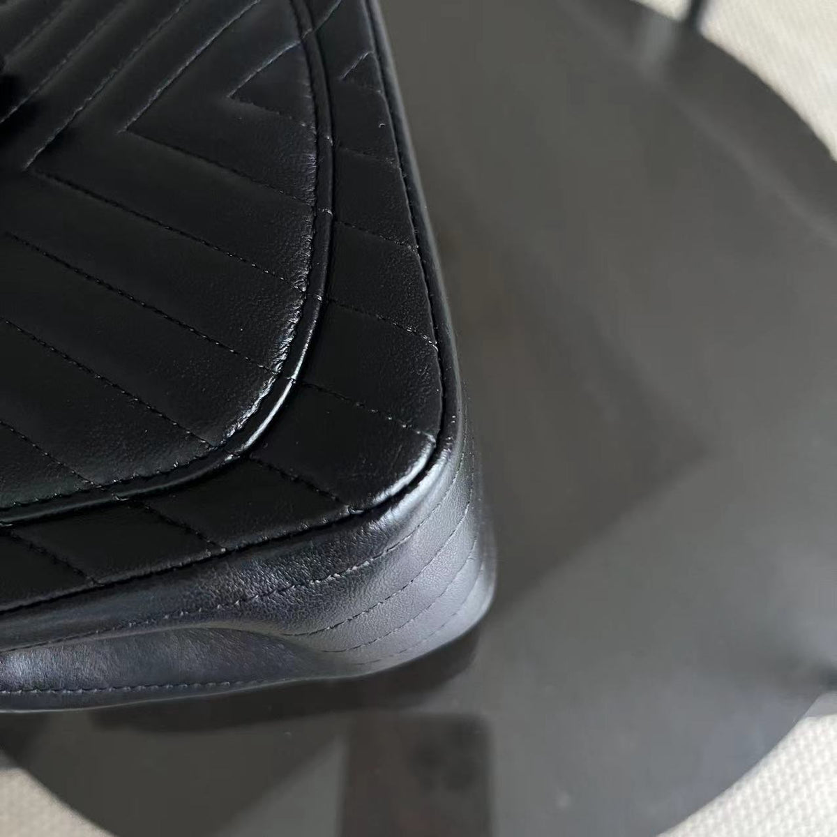 Mini Square Classic Flap Chevron Black Golden Hardware Series 21
