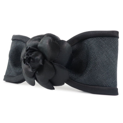 CHANEL Valletta Satin black Camelia Ribbon motif Women Used