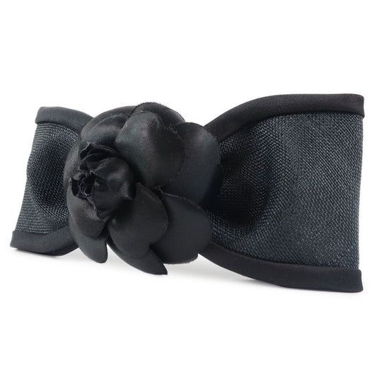 CHANEL Valletta Satin black Camelia Ribbon motif Women Used