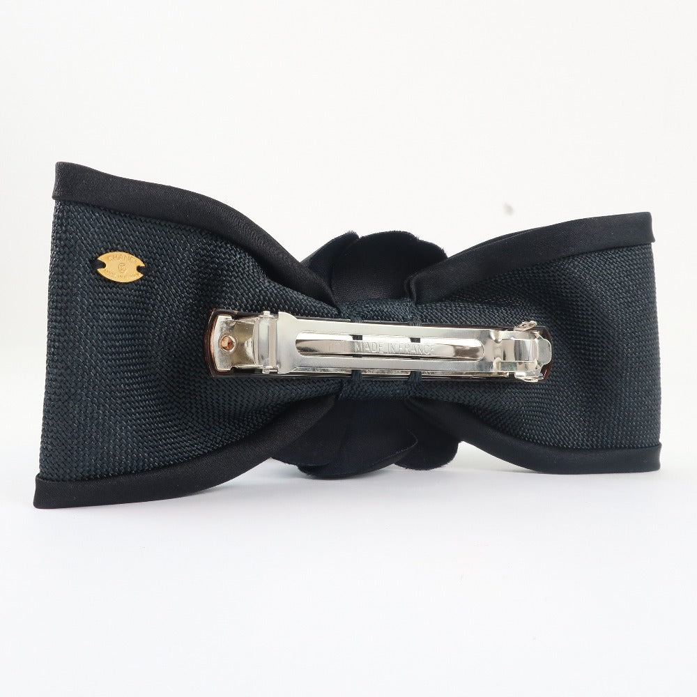 CHANEL Valletta Satin black Camelia Ribbon motif Women Used