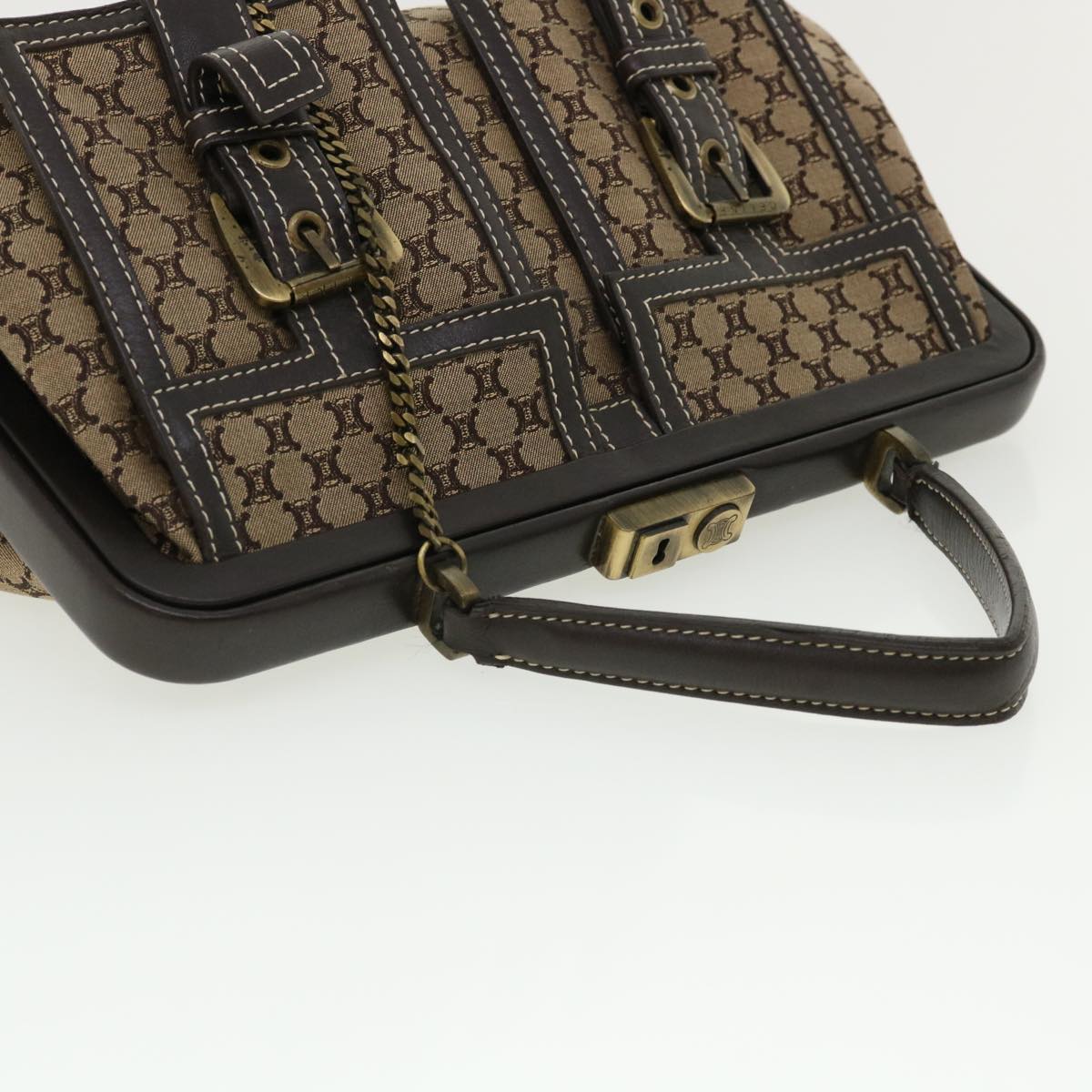 Celine Paris Macadam Canvas Hand Bag Beige  35578