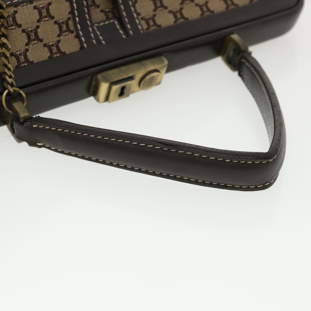 Celine Paris Macadam Canvas Hand Bag Beige  35578