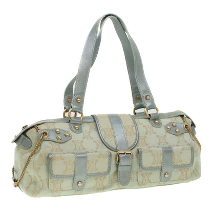 Celine Paris Macadam Canvas Shoulder Bag Light Blue  35668