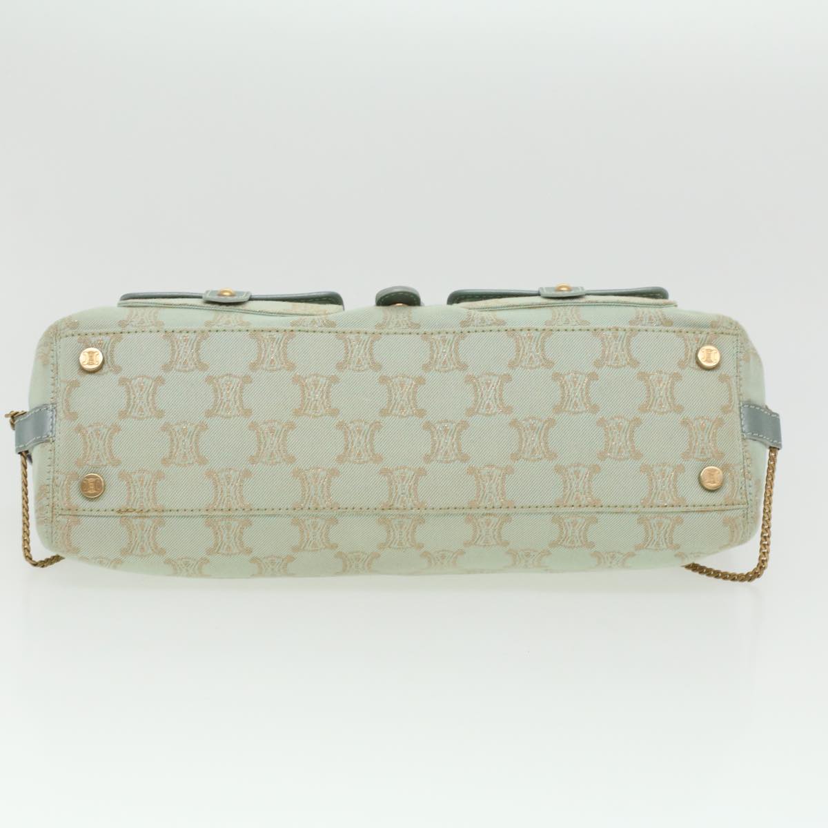 Celine Paris Macadam Canvas Shoulder Bag Light Blue  35668