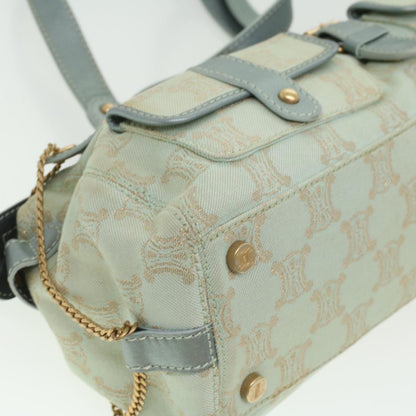Celine Paris Macadam Canvas Shoulder Bag Light Blue  35668
